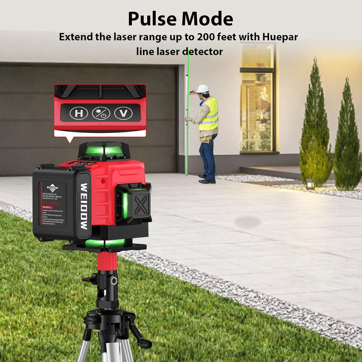 WEIDDW Laser Level 360° Green Cross Line Self Leveling Laser Measuring Tool