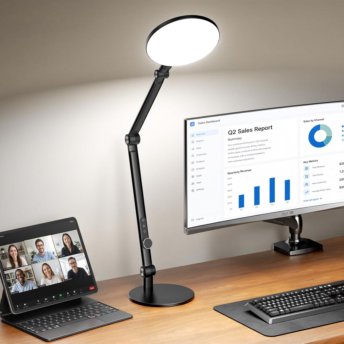 LitONES Desk Lamp for Home Office, Professional Video Call Light
