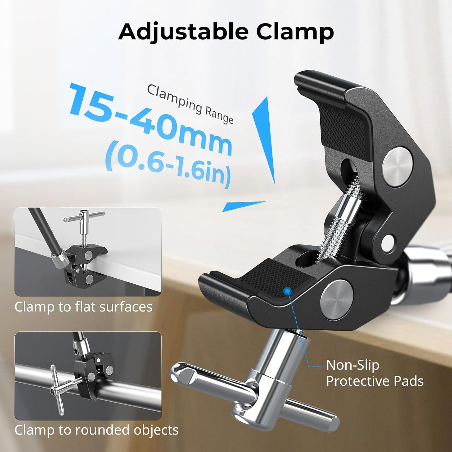 SMALLRIG 11" Magic Arm Clamp with 1/4"-20 Screw & Retractable Pins | for Action Cameras, Monitors, Lights, and Microphones