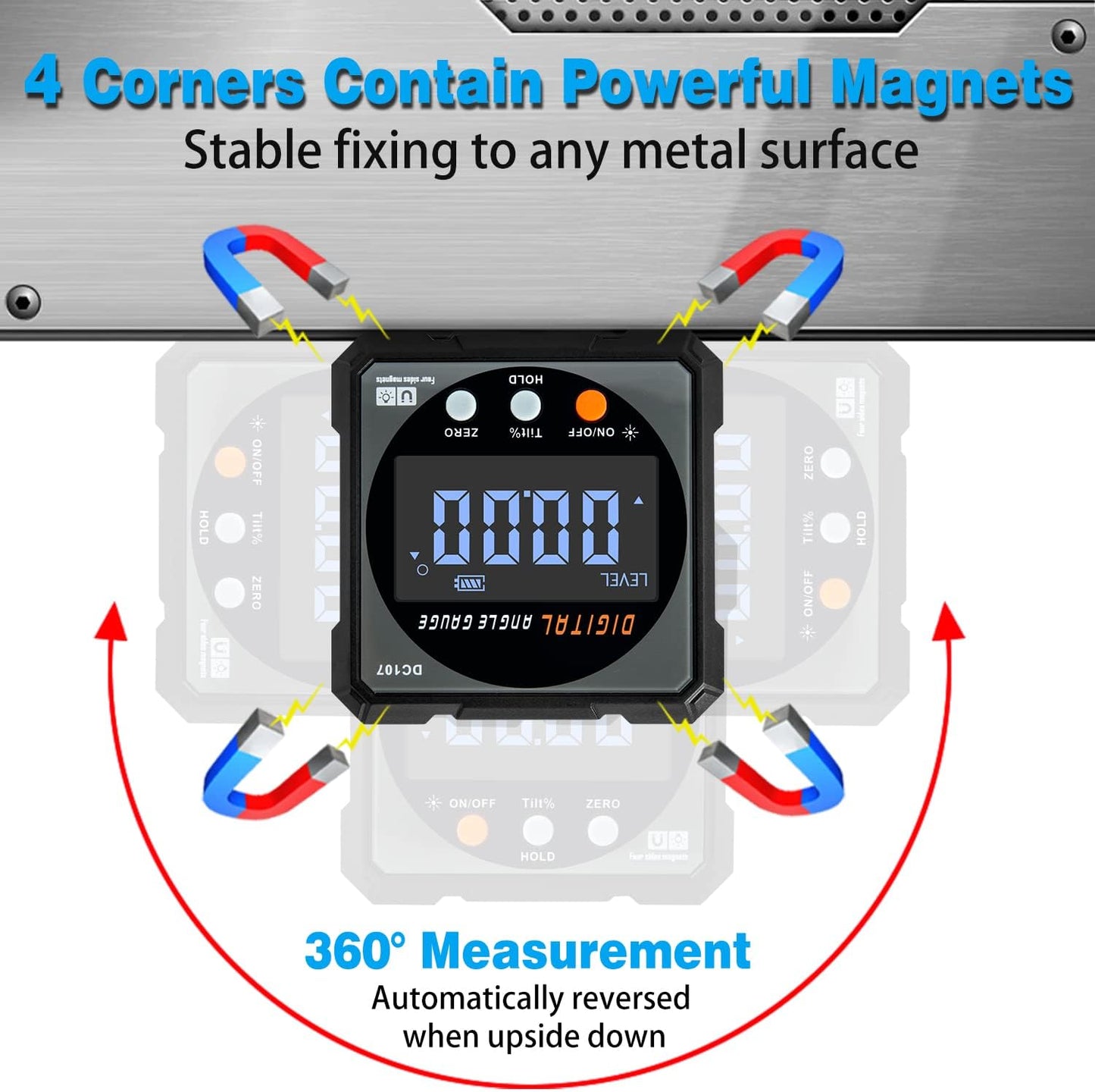 Digital Angle Finder & Gauge, Magnetic Dual Laser Inclinometer | 4-Side Strong Magnetic Protractor, Electronic Laser, Digital Level Cube, Table Saw Miter, Woodworking Measuring Tool, Hanging
