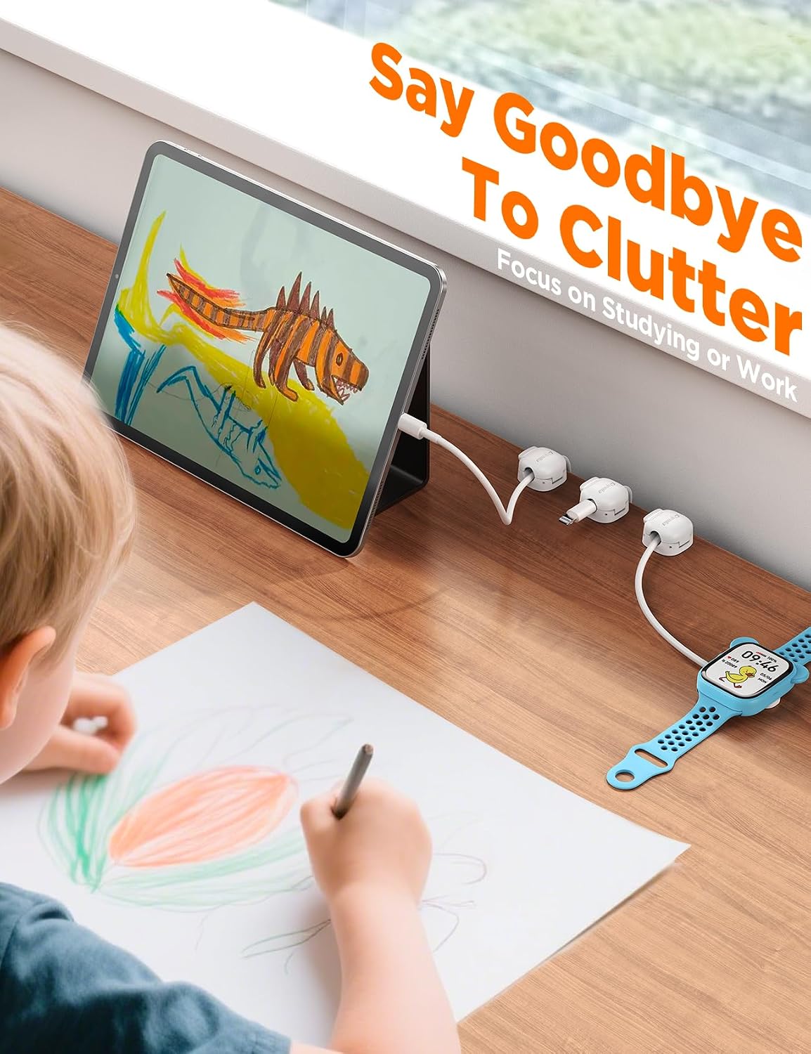 6Pack Cord Organizer, Spring Cable Clips [1s Lock] Cord Holder for Nightstand Car Home Office Desk Accessories Cubicle Decor for Women Men Guys Girls College Dorm Room Essentials Cute School Supplies