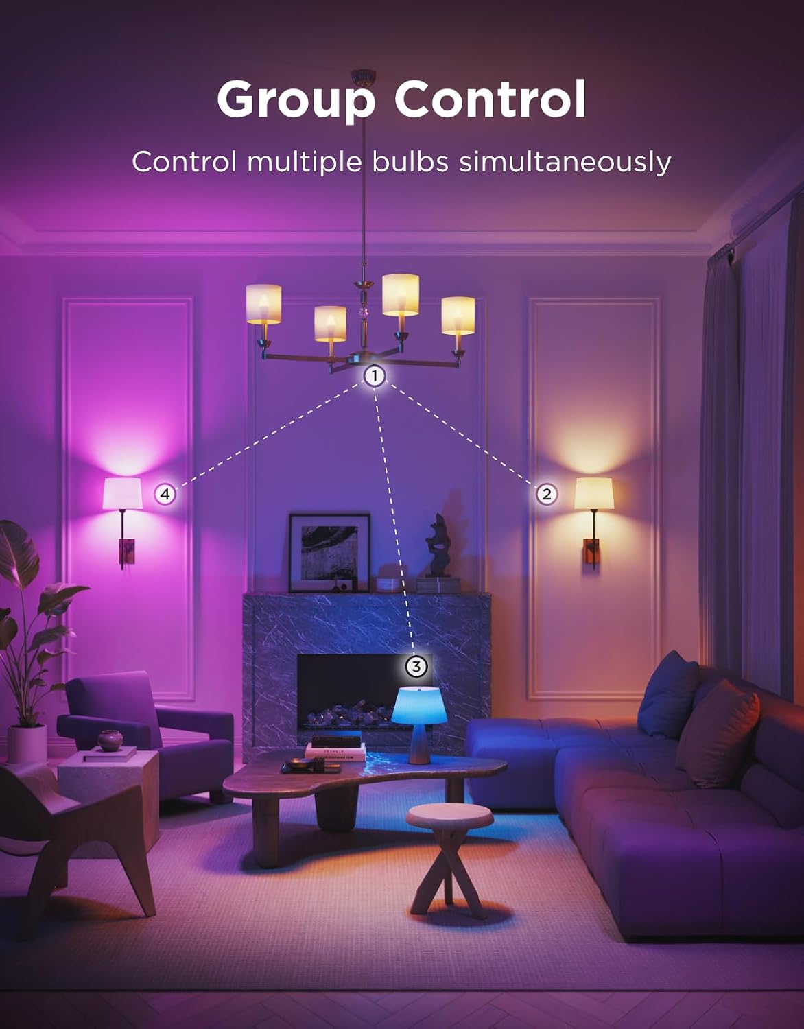 Govee E12 Led Bulb, Color Changing Candelabra Bulbs 450 LM, 80 CRI, 4 Pack
