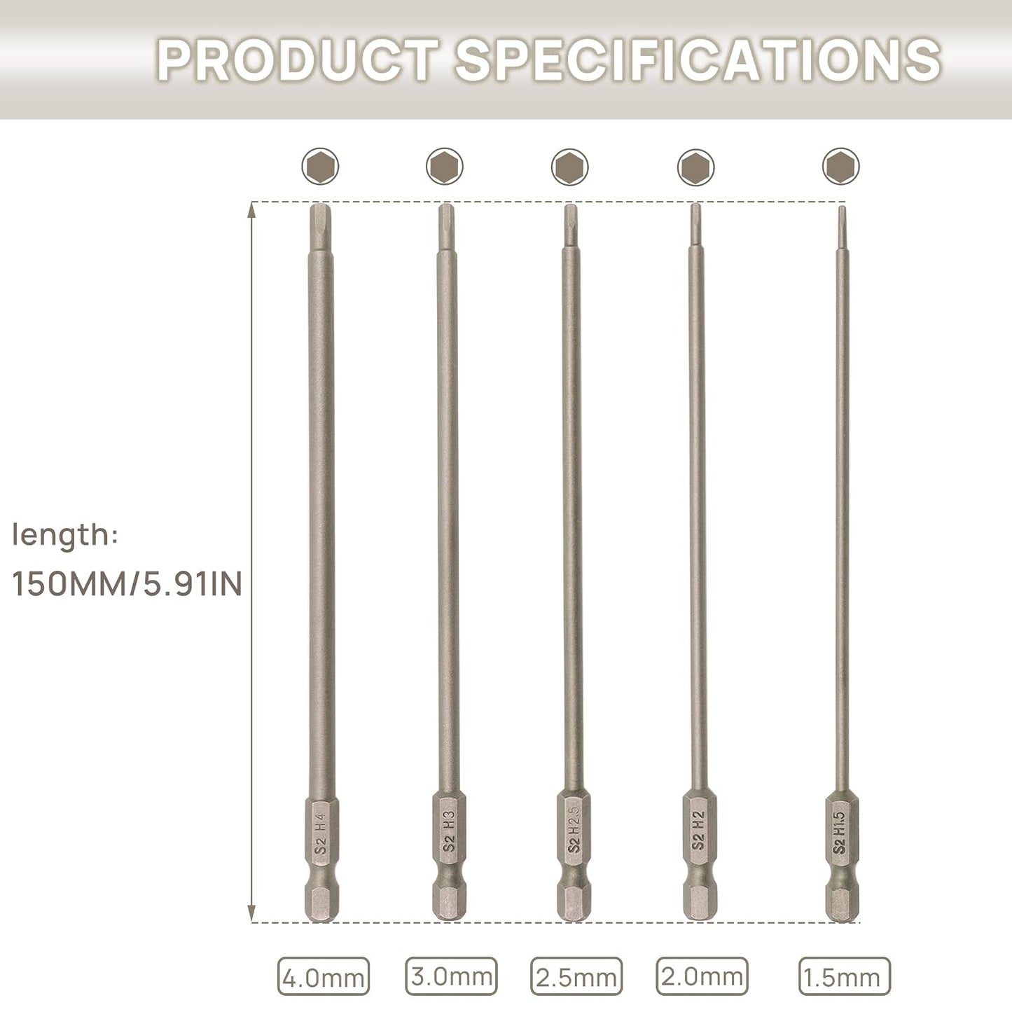 RC Hex Bit 1.5mm 2.0mm 2.5mm 3.0mm 4mm for Electric Screwgun/Power Drill | 6 Inch Power Bits,Hex Head Allen Wrench Drill Bit Set,Professional Grade ¼ Inch Hex Shank for Screwdrivers,High Quality Steel