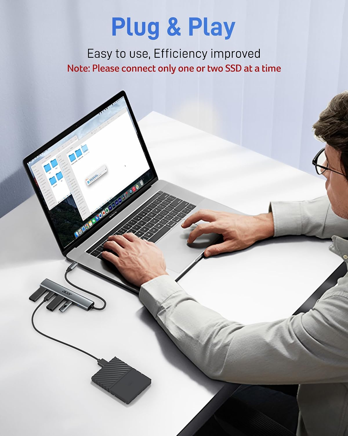Acer USB C Hub, 10Gbps Type C Splitter with 4 USBC 3.2 Port for Laptop