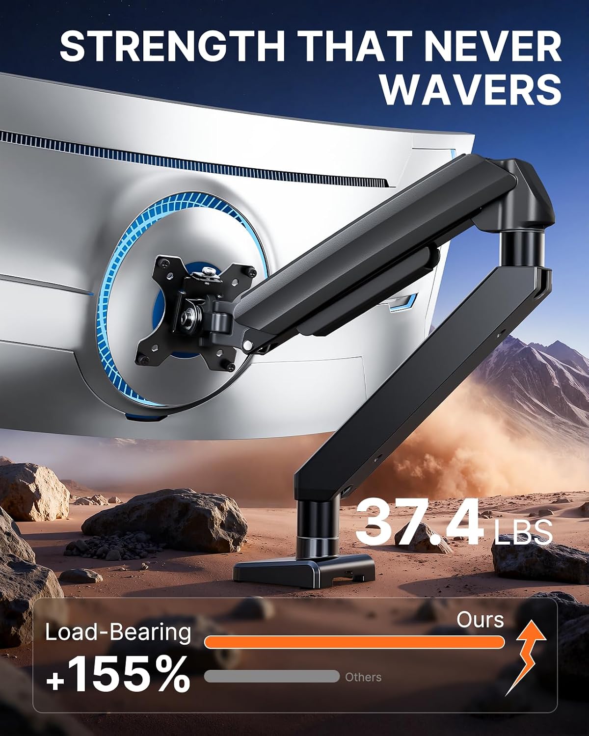 ErGear Heavy Duty Monitor Arm for 13-49″ Ultrawide Screens, 37.4 lbs Capacity, Full Motion Monitor Desk Mount, Rock-Solid Support, Dual C-Clamp & Grommet Mount, VESA 75x75/100x100mm