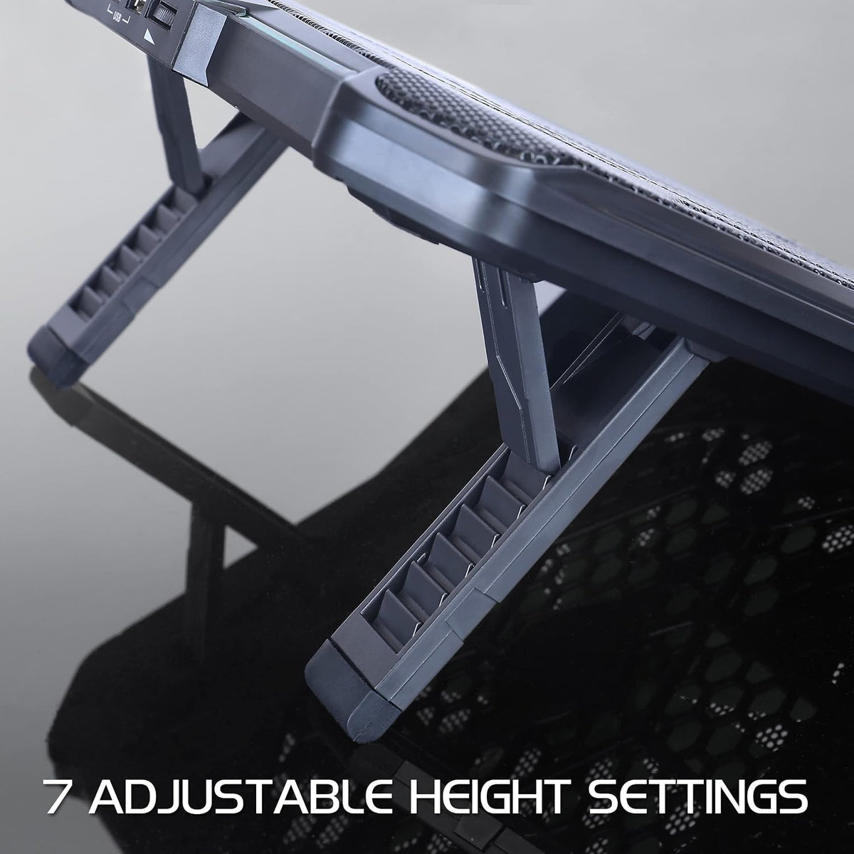 ENHANCE Cryogen 5 Gaming Laptop Cooling Pad Stand - Laptop Cooler with 7 Adjustable Height Settings & Dual USB Ports up to 17 inches - 1 Ultra Quiet High Performance LED Fan 800 RPM - Green