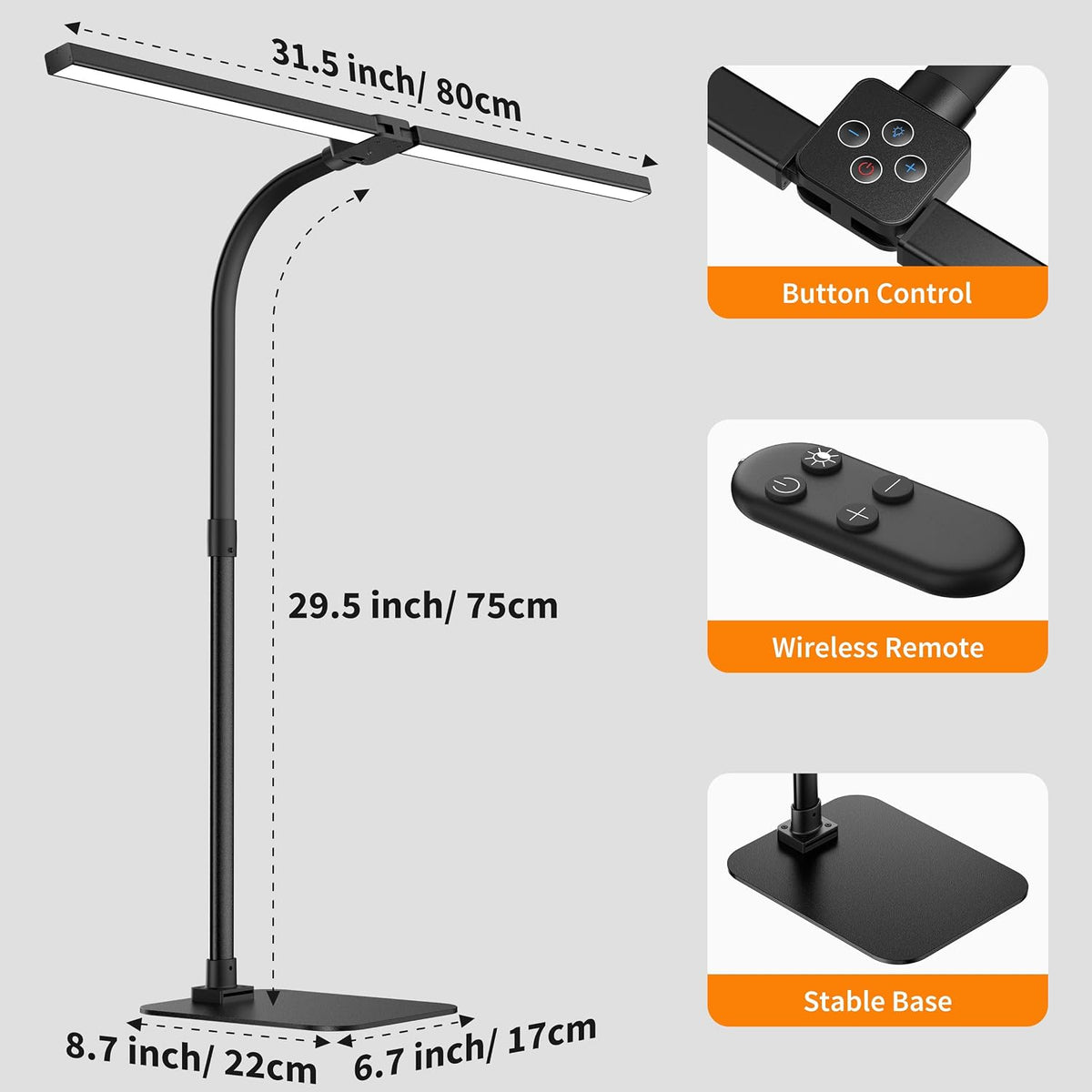 LED Desk Lamp Architect Task Light Dual Head Modern Flexible Gooseneck Tall