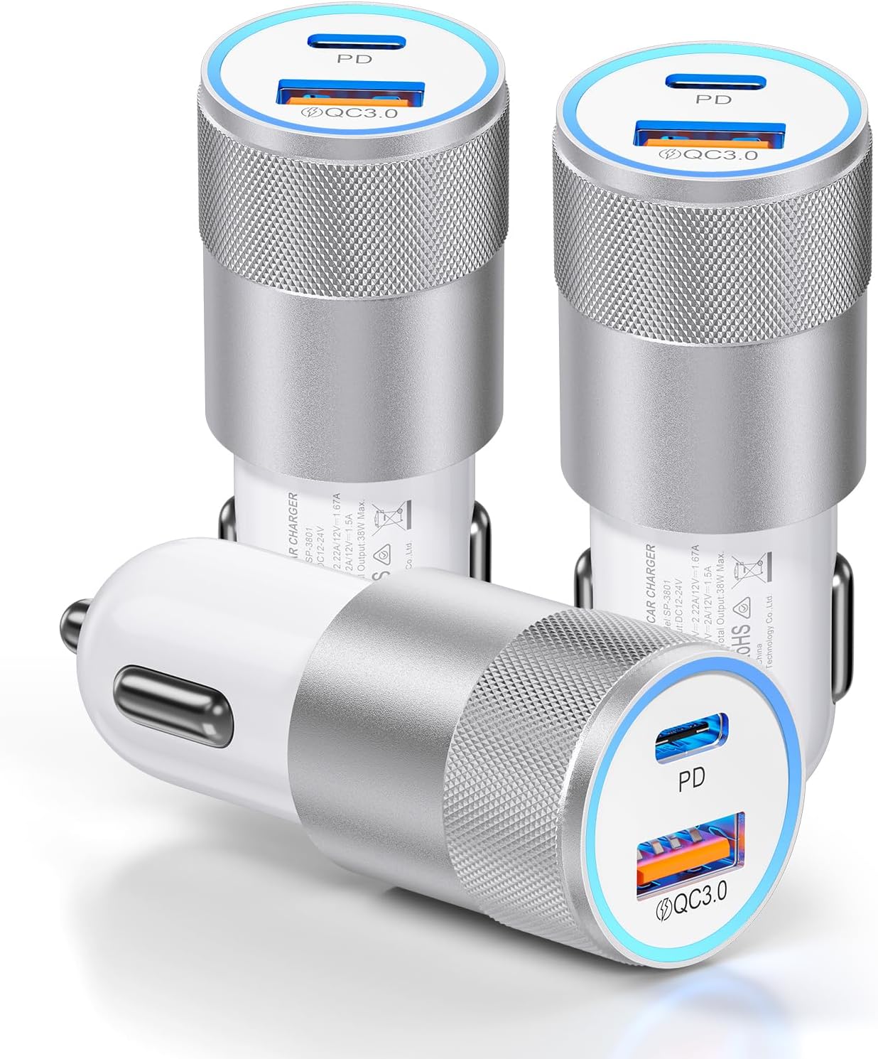6 Pack USB C Car Charger, Ancekoy 38W USB-C + USB-A Car Charger Adapter | Fast Charge PD/QC 3.0 Cigarette Lighter Adapter USB Charger Plug for iPhone 17/16/15/14/13/12/11/Pro Max, iPad, Samsung