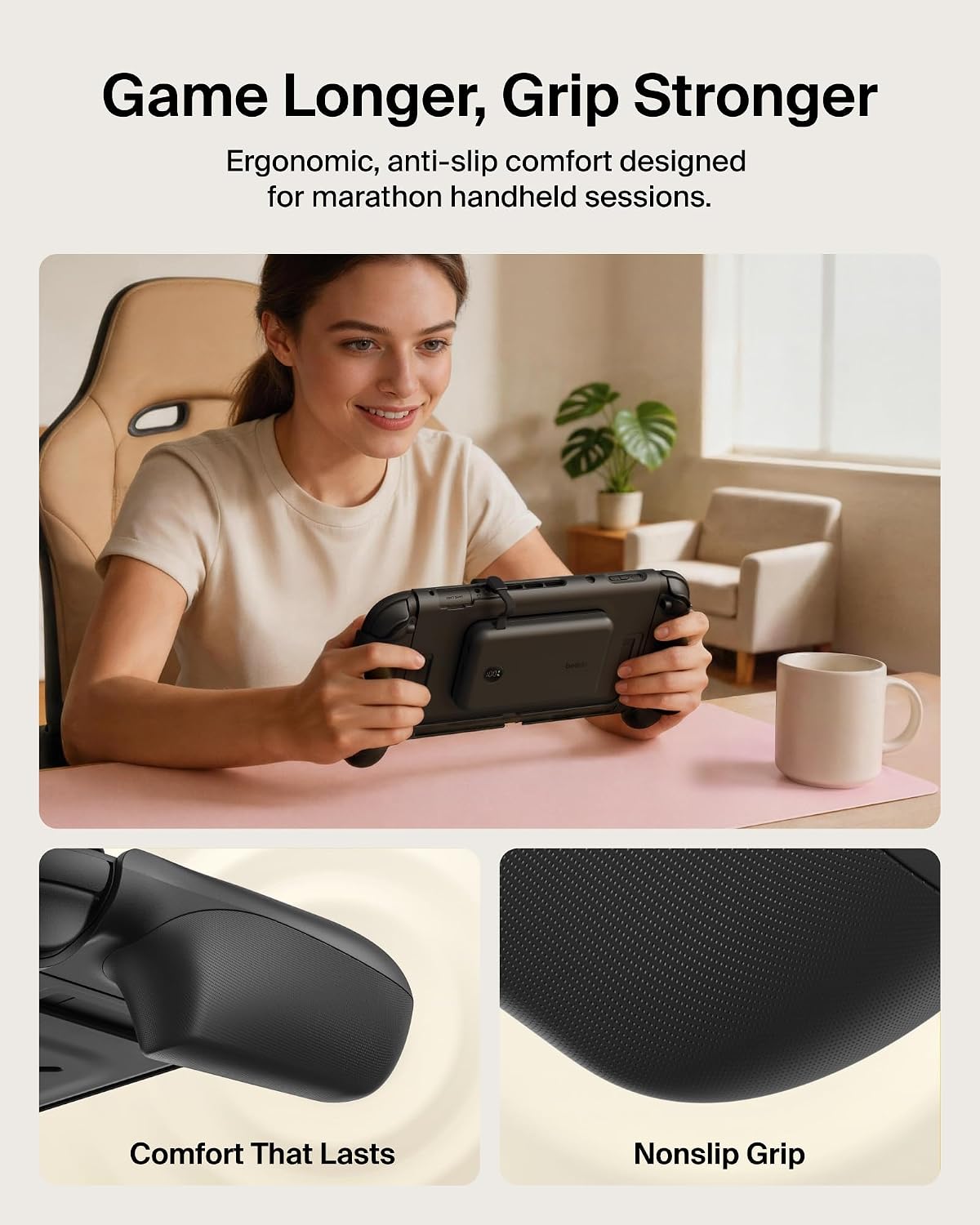 Belkin Nintendo Switch 2 Grip Charging Case with 10000mAh Power Bank 30W | Magnetically Attachable Custom 10000mAh Power Bank with Ergonomic Nonslip Grip, Quick Release, Dockable, Built-in Kickstand