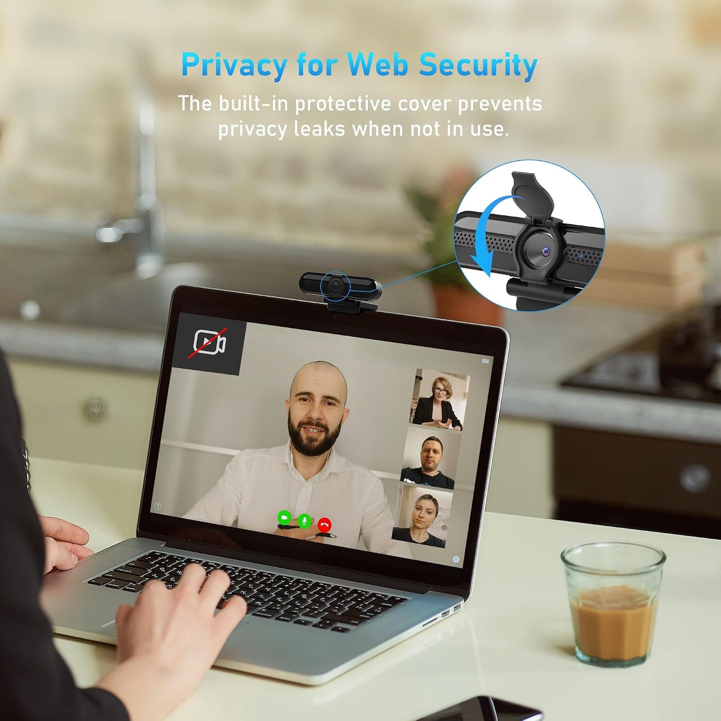 2K Webcam with Microphone, 78°FOV FHD PC Camera with 2K/30fps, Privacy Cover, Plug & Play USB Web Cam, Autofocus, 1080P/60fps External Webcam for PC, Computer Web Camera for Laptop, Mac, Zoom