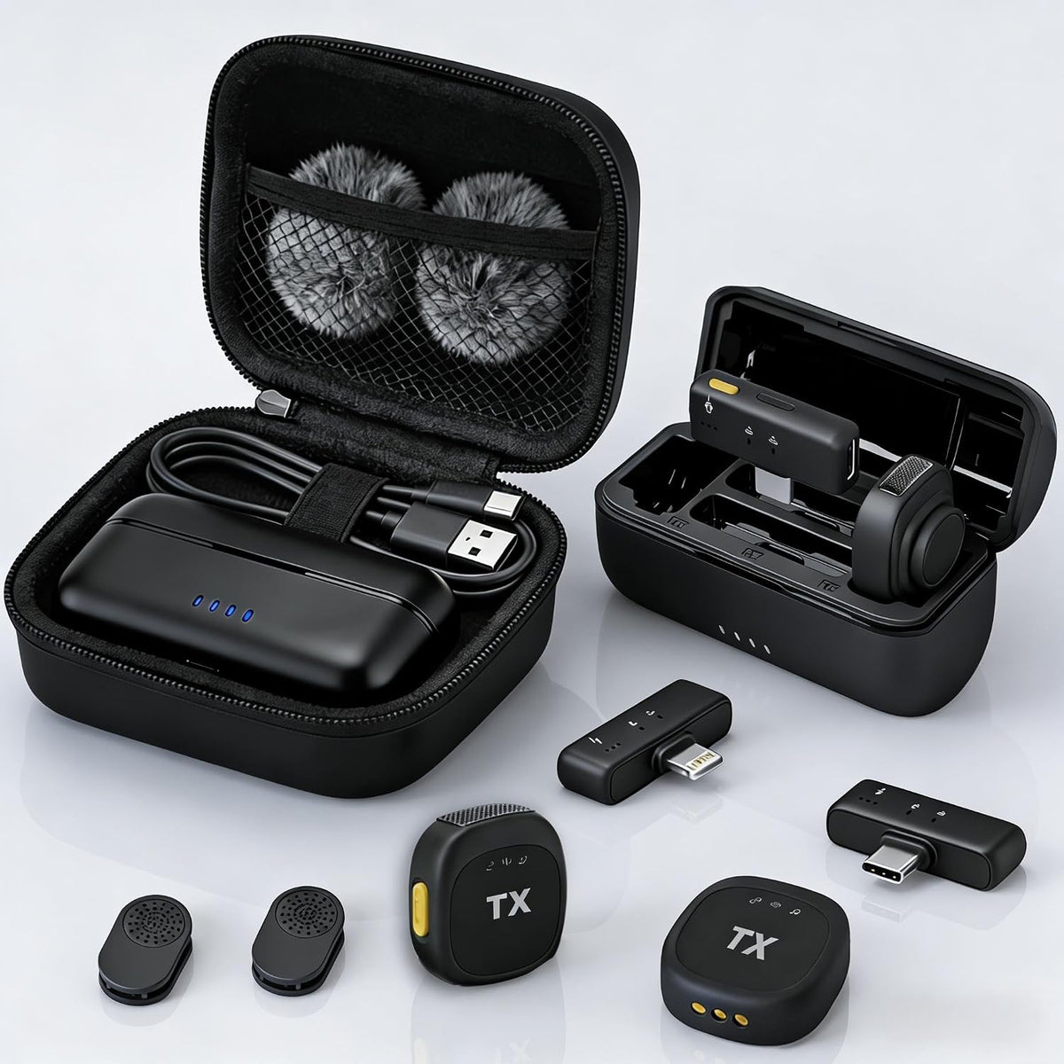 BSONE Wireless Lavalier Microphone for iPhone &amp; Android, Clip-On Mini Mic with Charging Case, Rechargeable Professional Lapel Mics for Vlogging, Video Recording, Content Creators, YouTube, TikTok