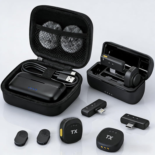 BSONE Wireless Lavalier Microphone for iPhone &amp; Android, Clip-On Mini Mic with Charging Case, Rechargeable Professional Lapel Mics for Vlogging, Video Recording, Content Creators, YouTube, TikTok