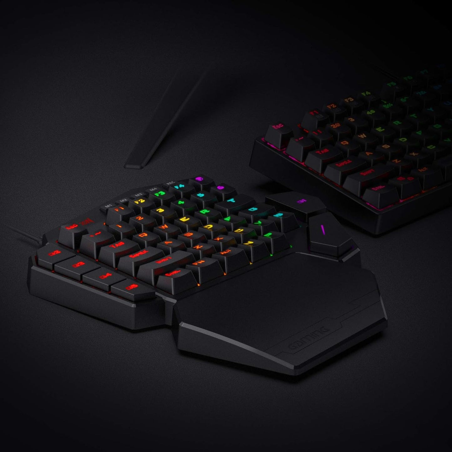 Redragon K585 Wired One-Handed RGB Gaming Keypad, Tactical 42-Key Layout | On Board 28 Combo Slots 4 Profiles Keyboard, USB Pass-Through Port, 16.8M Colors, Swap-Ready Socket, Detachable Wrist Rest