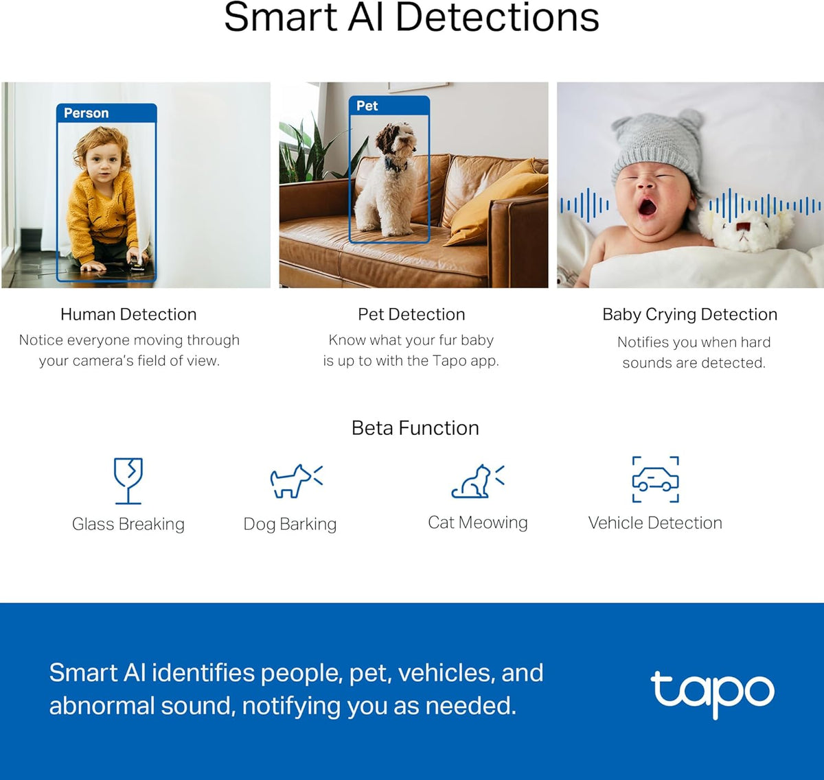 TP-Link Tapo 2K QHD Pan/Tilt Security Camera for Pet Camera, Baby Monitor, Motion Detection, Motion Tracking, 2-Way Audio, Night Vision, Cloud &SD Card Storage, Works w/Alexa & Google Home(Tapo C220)