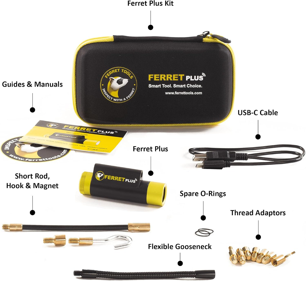 Ferret Plus Wireless Inspection Camera Will See & Reach Where You can’t. Electrical, HVAC, Dryer Vent, Home Inspection, Chimney, Pest Control. 720p Streaming, 1080p onboard Save, Rechargeable, WiFi
