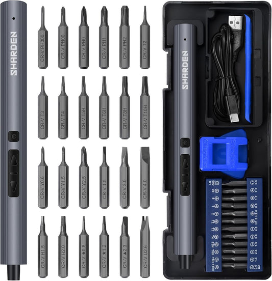 29 IN 1 Mini Electric Screwdriver,Small Electric Screw Driver(Blue) | 24 Magnetic Bits, 3 LED Lights, USB-C Charging, Precision Cordless Repair Tool for Phone, Camera, Laptop, Watch, PC
