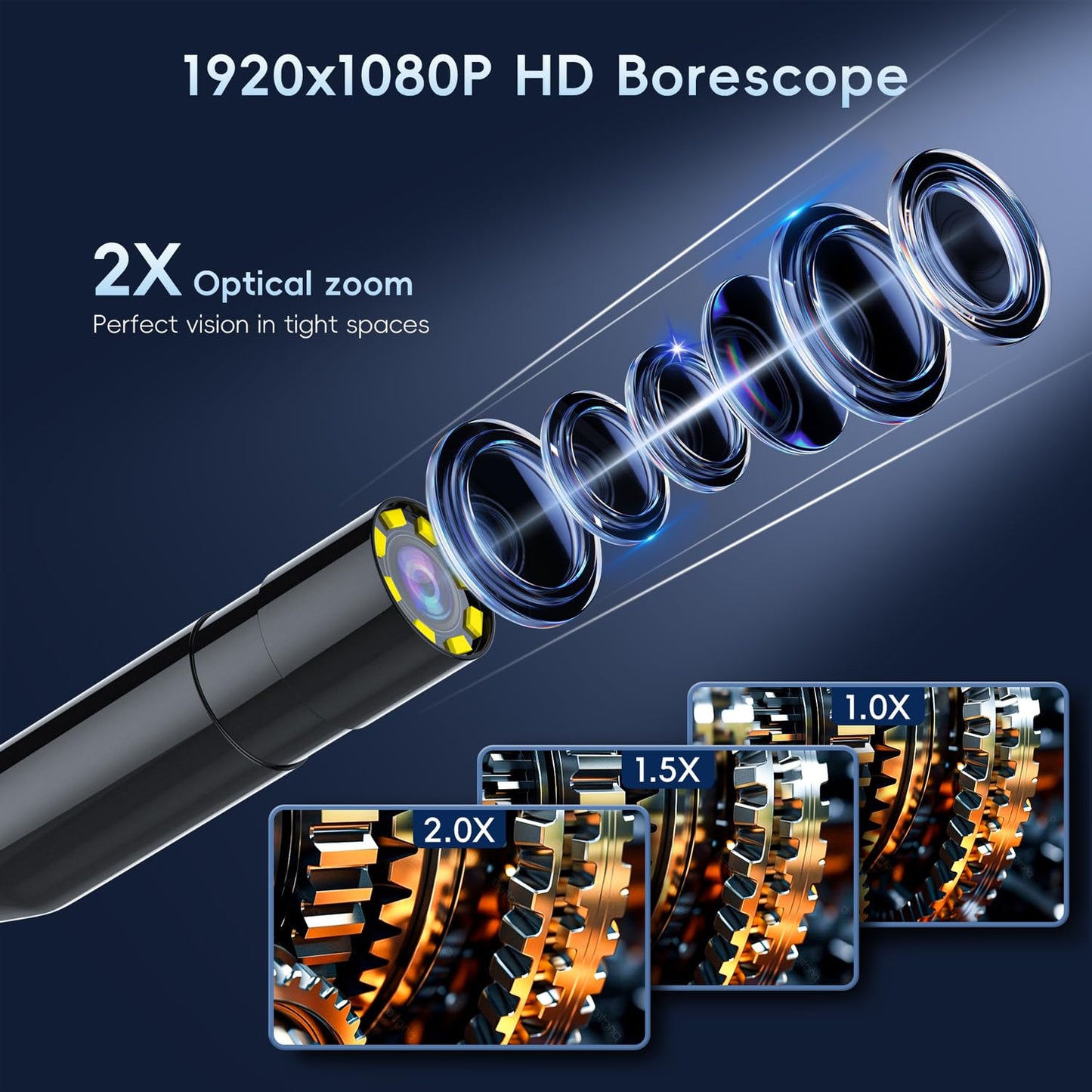 Industrial Endoscope Borescope Camera with Light, 4.3'' HD Digital Handheld Waterproof Sewer Tools Snake Inspection Camera with 8 LED Lights 16.5FT Semi-Rigid Cable, Gadgets for Men