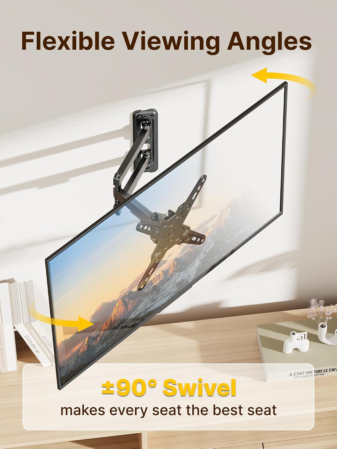 monTEK Full Motion Small TV Wall Mount for 13-43 Inch TVs up to 44 lb | ±90° swivel, +5°/-15° tilt, landscape/portrait rotation; extends 14.6 in, 4X load tested, VESA 200x200 mm, single-stud mount