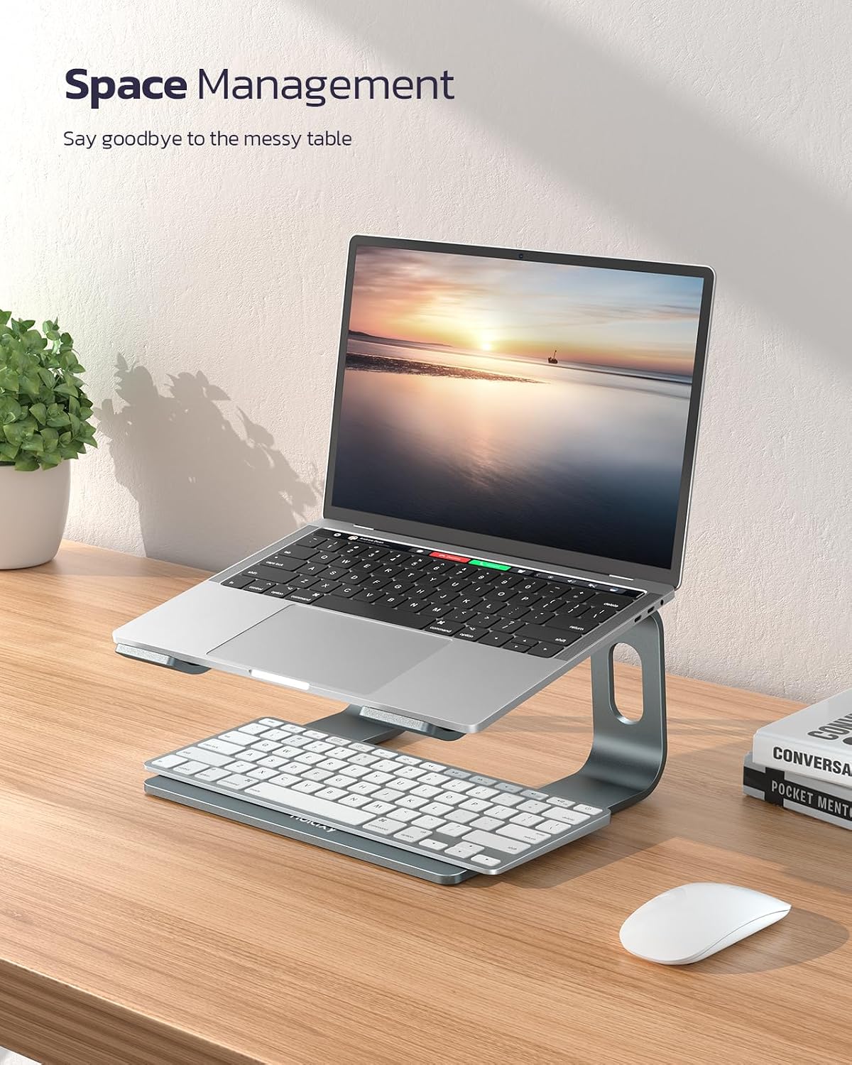 Nulaxy Full Aluminum Laptop Stand, Stable Support to 22 lbs, Open Cooling