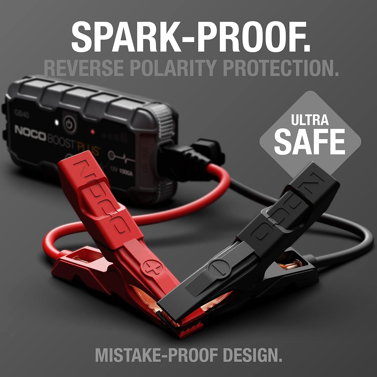 NOCO Boost GB40 12V 1000A UltraSafe Portable Lithium Jump Starter | Spark-Proof & Reverse Polarity Protection, For Car, Truck, Motorcycle, SUV, Boat, ATV, RV, up to 6.0L Gas & 3.0L Diesel