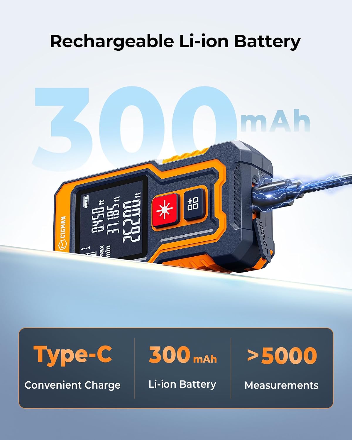 Mini Laser Measuring Tool, 262Ft Laser Tape Measure for Home&DIYers | Pocket-Size, Accurate, 4 Units Ft/Ft+in/in/M, Multi Modes, Backlit LCD, Rechargeable Laser Measure, Easy One-Hand Operation