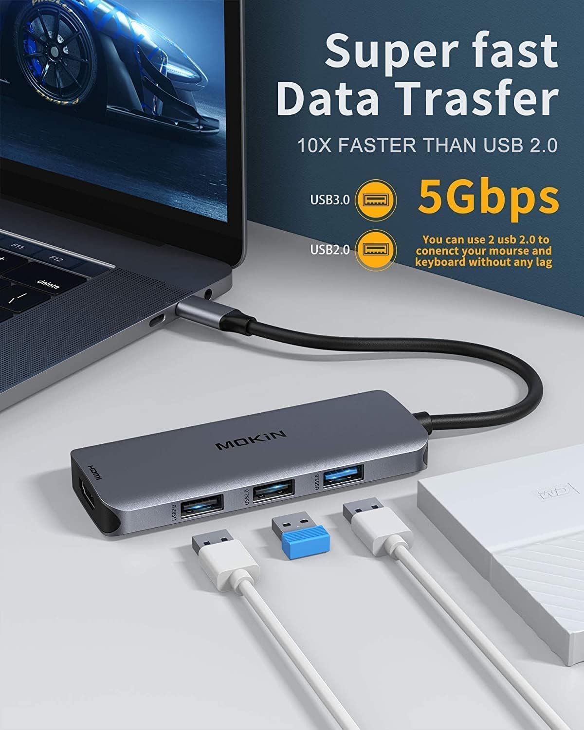 MOKiN USB C Docking Station Dual Monitor 2 HDMI for Dell/Lenovo/HP Laptop