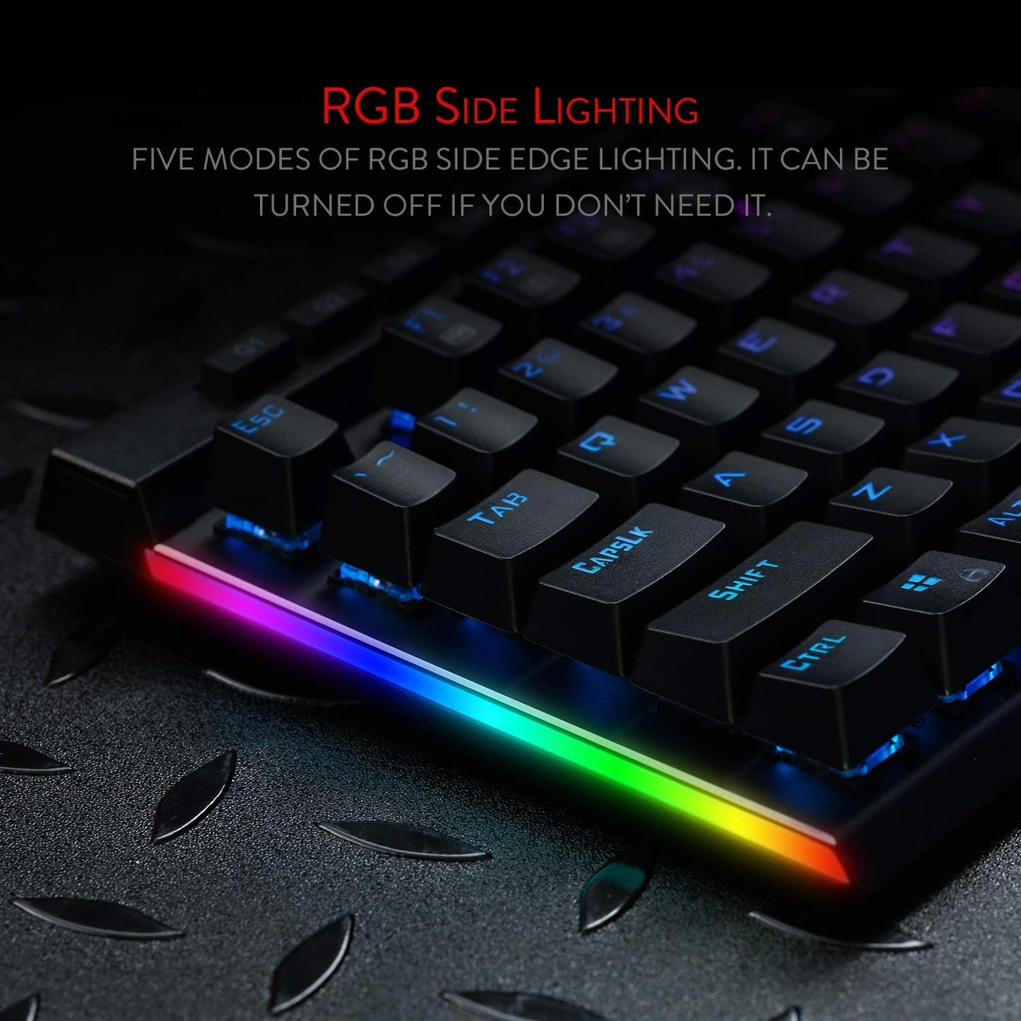 Redragon K580 Wired RGB Mechanical Gaming Keyboard, Macro Key & Media Wheel | 5 On-Board Keybinding Buttons for MMO MOBA Games, Dedicated Media Controls, Classic Tactile Blue Switch for Hype Typing Feel