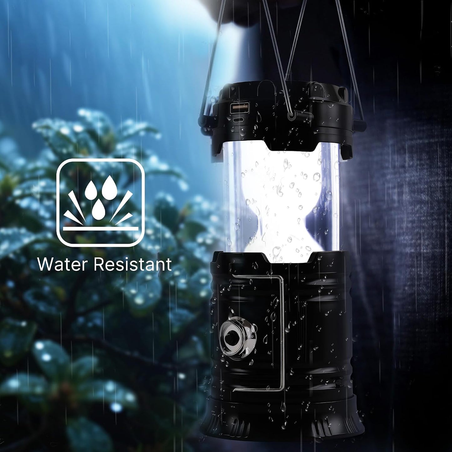 Lichamp Collapsible Portable Solar Camping Lantern, USB Rechargeable LED Flashlight - Survival Kits for Power Outages Hurricane Supplies Emergency, Indoor & Outdoor, 4-Pack