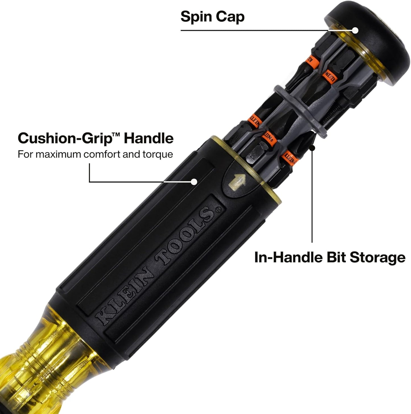 Klein Tools 32304 Screwdriver, 14-in-1 Adjustable Screwdriver with Flip Socket, HVAC Nut Drivers and Bits, Impact Rated