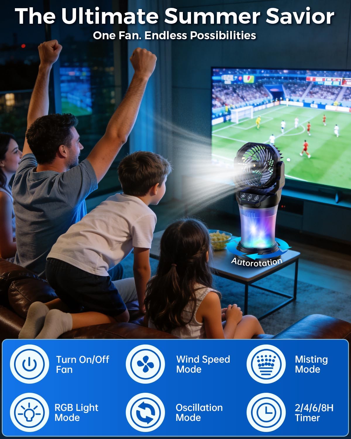 Misting Fans for Outside, Portable Mister Fan with 30000mAh Battery & Remote, 2L Tank & 4 Speeds Mist Modes, Extreme Heat Relief for Camping Patio Garden Backyard Tailgate Parties