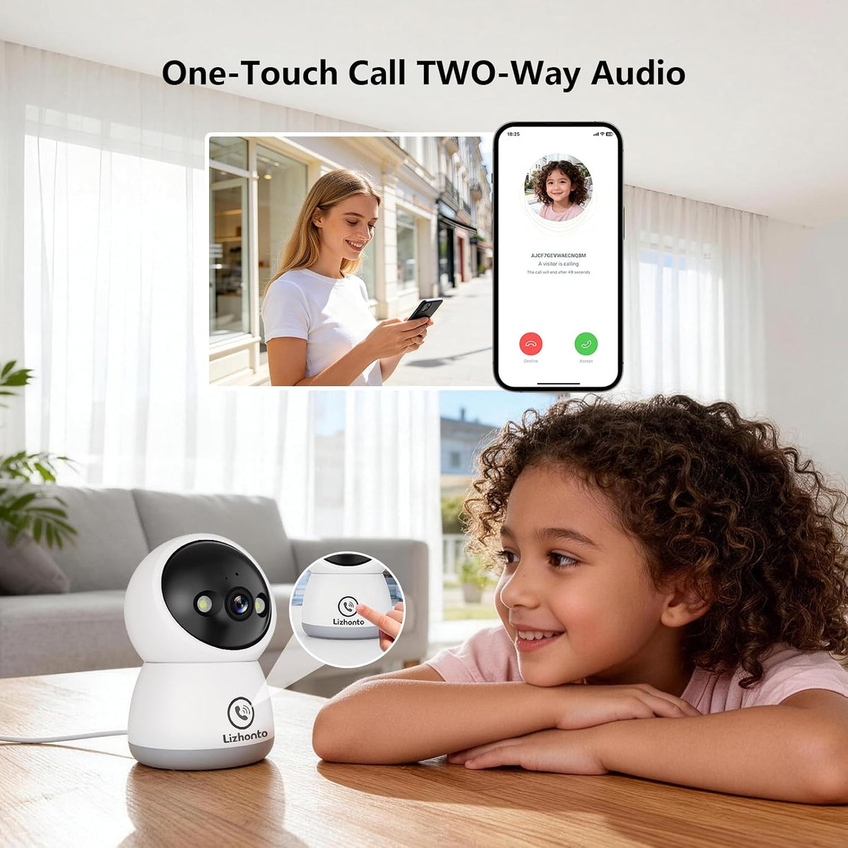 3MP WiFi Indoor Pet Security Camera,Room Camera for Home Security