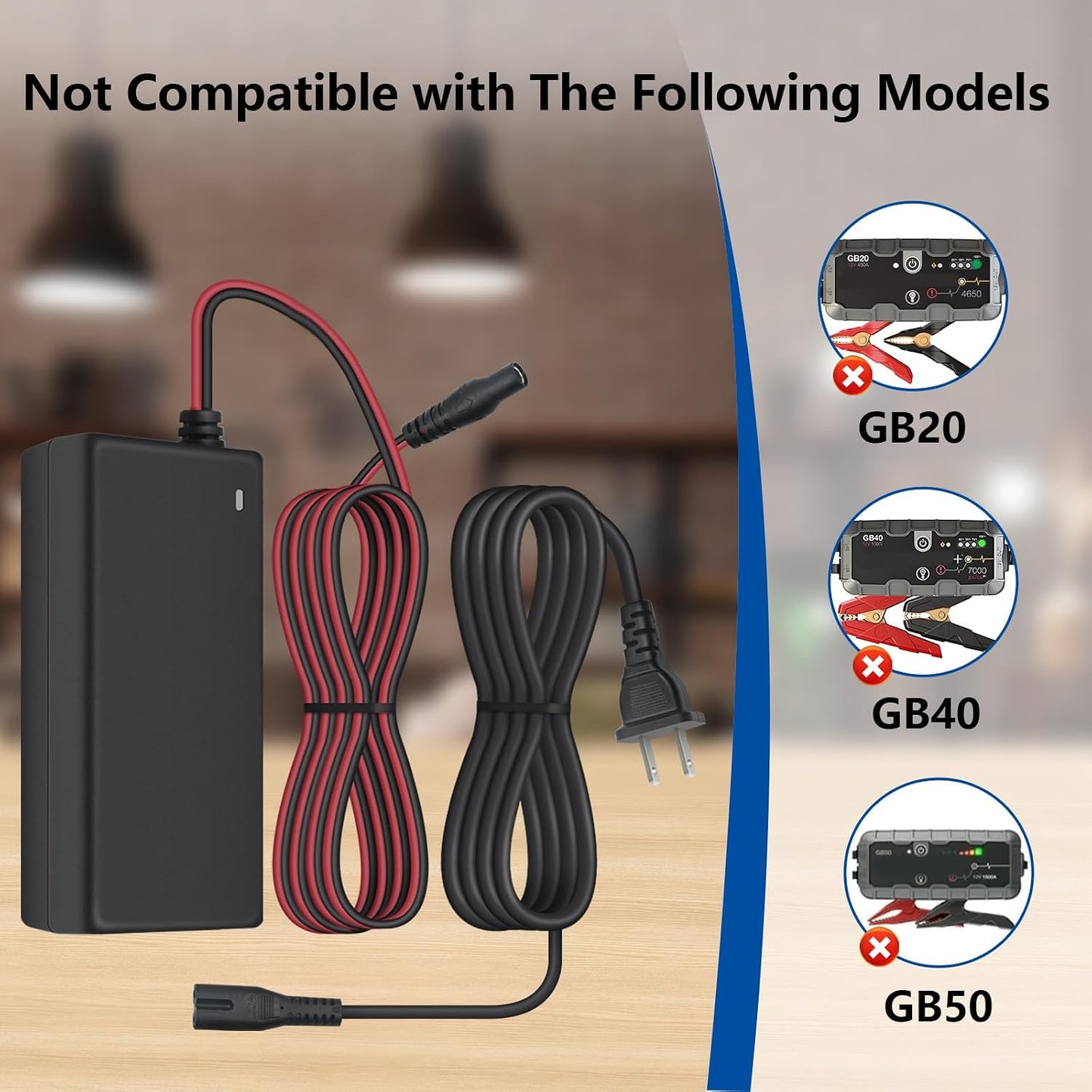 56W 14V Fast Charger for NOCO Boost Jump Starter GB70 GB150 GB250+ | 5X faster than 2A USB — XGC4 lithium charging cable for GB251+ GB500 GB500+ HD UltraSafe jump starters