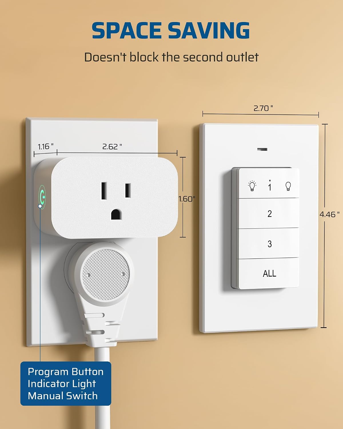 DEWENWILS Remote Control Outlet, 1 Magnetic Remote and 2 Outlets | 100FT Range, 125V 60Hz 15A, 1875W, No Wiring, Programmable Remote Light Switch for Lamps, Fans, Household Appliance