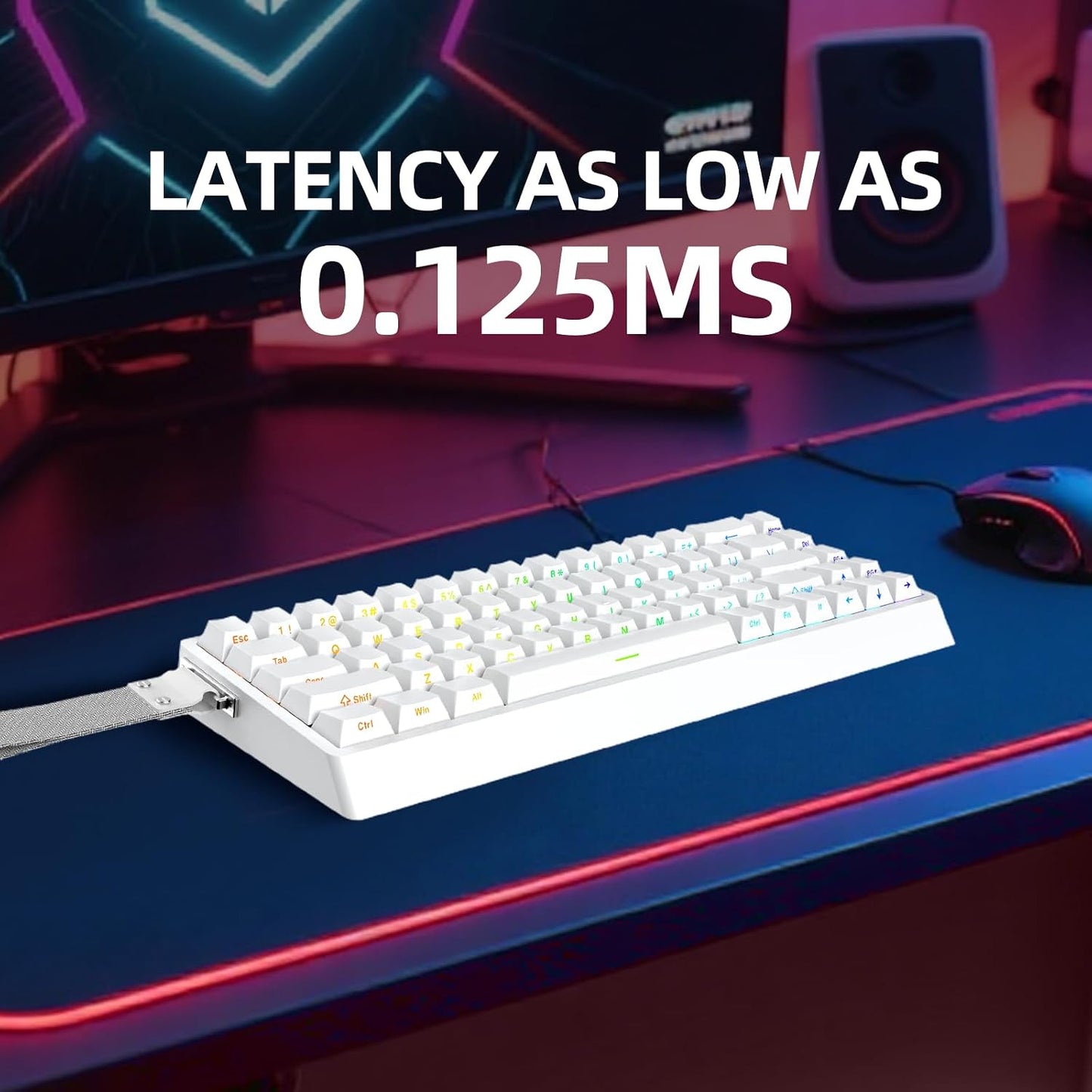 IROK ND68 68 Keys Wired Magnetic Switch Keyboard, 0.005MM RT Accuracy, 8KHZ Polling Rate/Latency As 0.125MS/256KHZ Single Key Scan Rate/ARGB，Hot Swappable,Gasket Structure Gaming Keyboard(White)