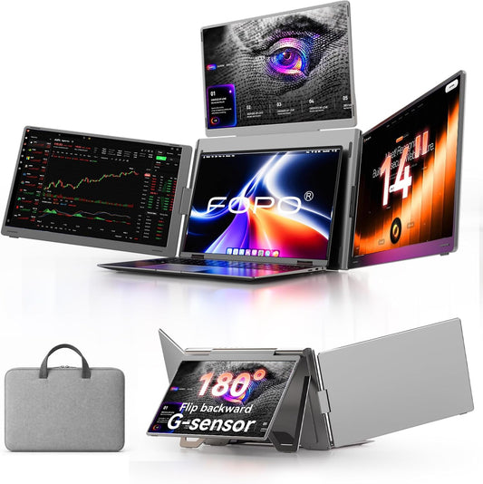 14" Laptop Screen Extender, Quad Monitor for 12"-17.3" Wins/Mac
