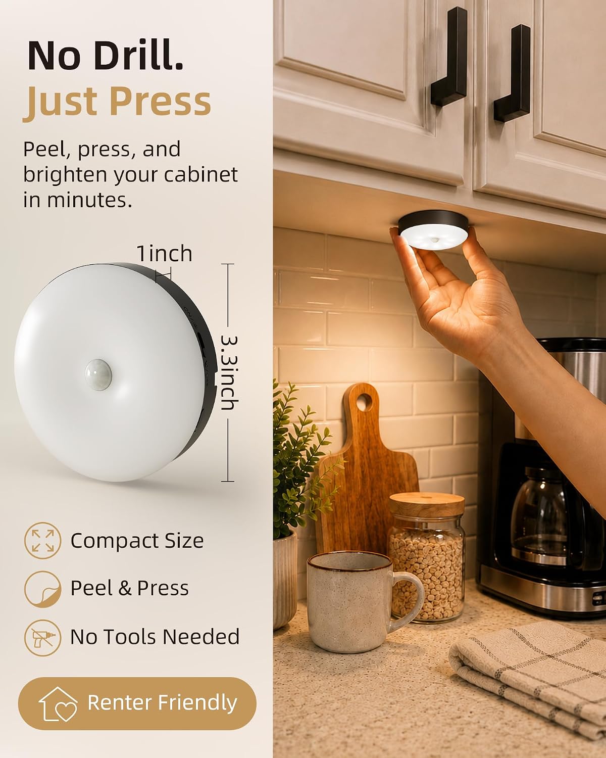 EZVALO Under Cabinet Lighting with Charging Station, 1000mAh Rechargeable Puck Lights with Remote, 3 Color Temps & 12 RGB Closet Lights, Dimmable Motion Sensor Lights for Shelf, Kitchen (6 Packs)