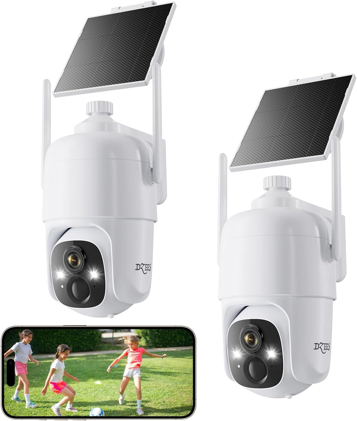 Dzees 2K Pan/Tilt 360° Security Cameras Wireless Outdoor, 2 Pack