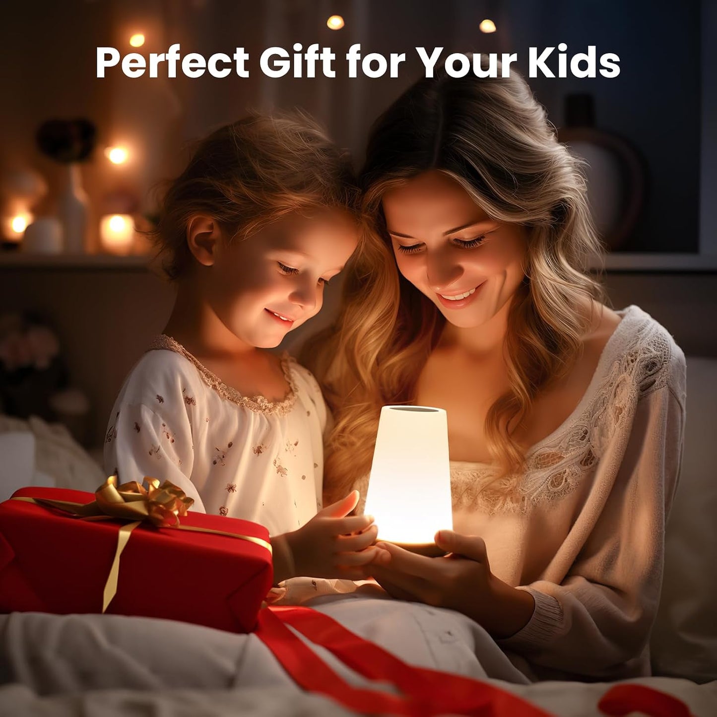 THAUSDAS Telecontrol Night Light Touch Lamp: 13 Colors, 5 Brightness, Brown | Table Bedside Lamp 1500mAh USB Rechargeable - 3 Lighting Modes, 1/2/4/6H Auto - Off For Nursery & Bedroom & Camping