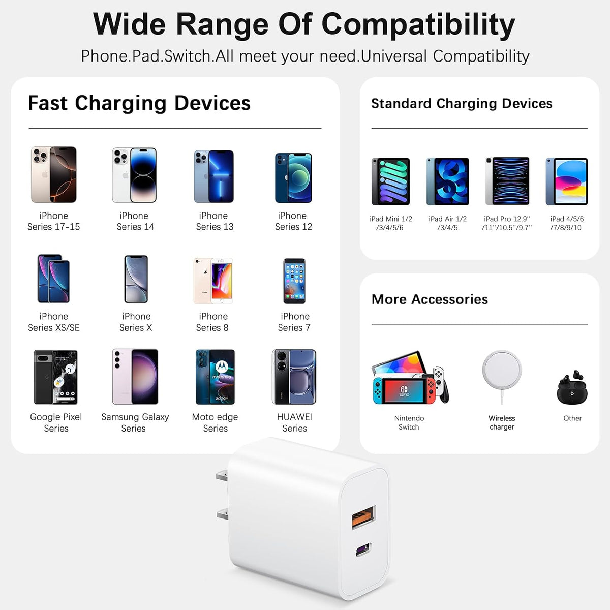 iPhone 17 16 15 Charger Fast Charging USB C Charger Block Type C Chargers Charging Block with 3 Pack 10FT Cable for iPhone 17/17 Plus/17 Pro Max/16/16 Plus/16 Pro Max/15 Pro Max/iPad Pro