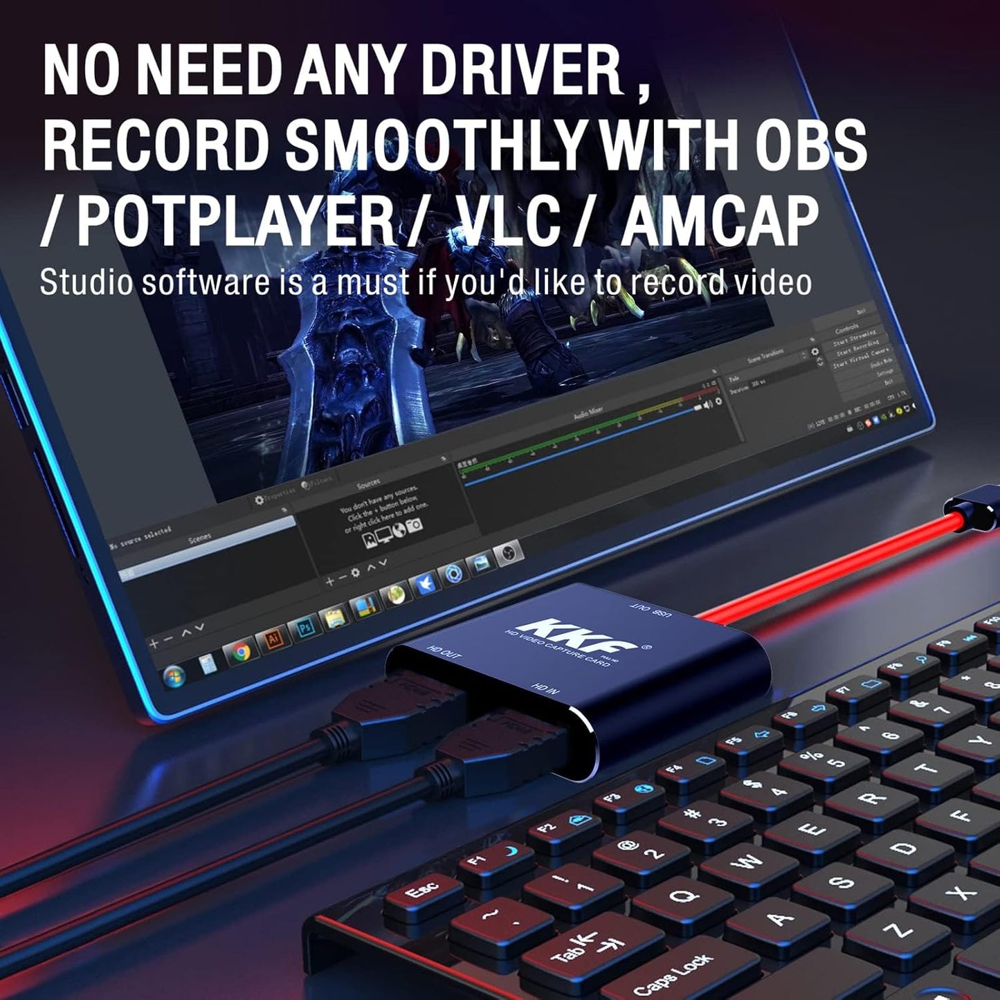 KKF Capture Card, 4K HDMI Capture Card for Switch,Video Capture Card for Streaming and Recording PS5 PS4 Xbox Series X/S Nintendo Switch in DSLR OBS with HD Ultra-Low Laten