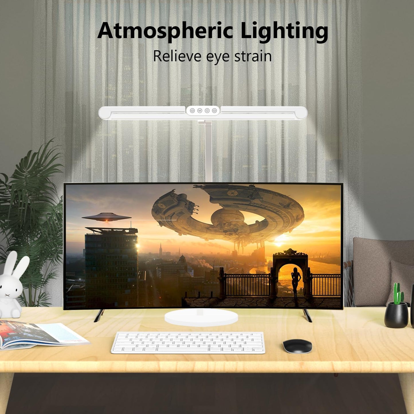 Architect Desk Lamp for Home Office, 24W Adjustable Led Desk Light with Remote, 1500LM Bright Dimmable Computer Table Light Rotatable Office Lamp with Base for Cafting Monitor