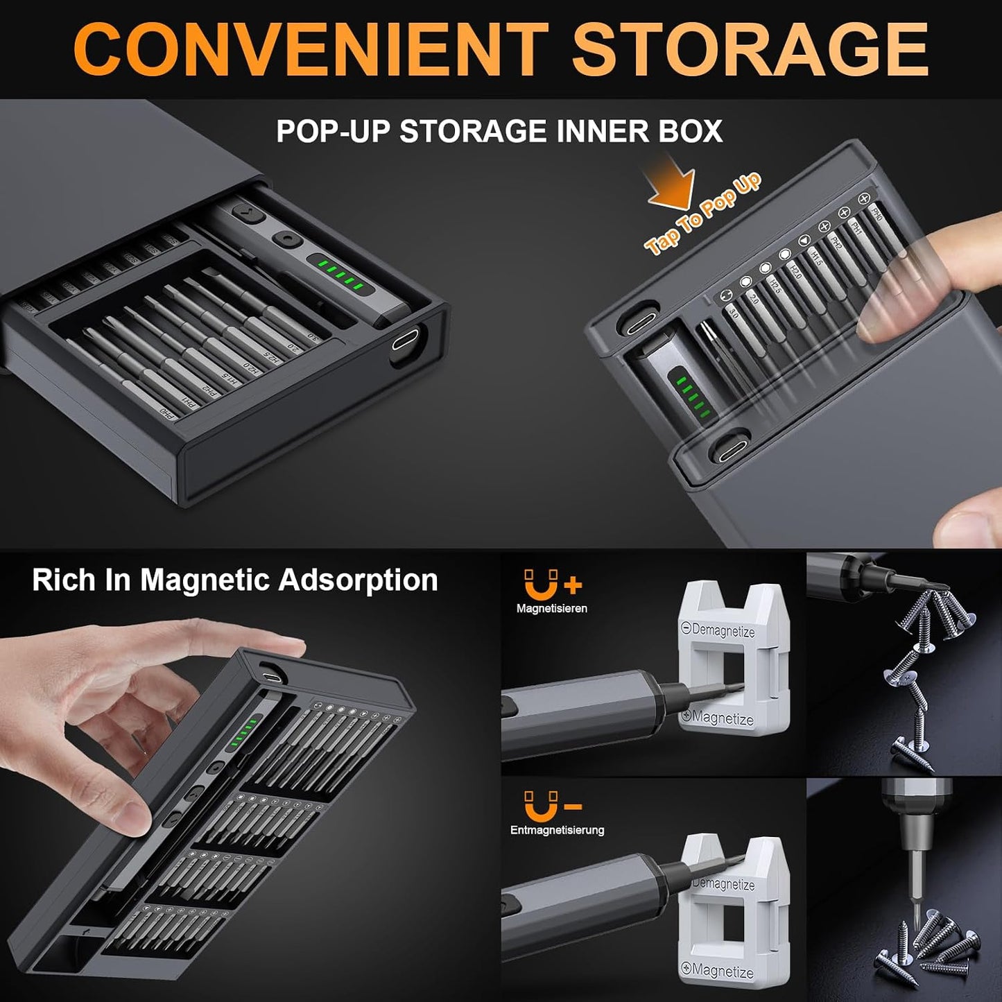 Mini Electric Screwdriver, 3.7V Precision Screwdriver Set Cordless Screwdriver Rechargeable 72 In 1 Magnetic Bit Repair Tech Tool Kit for Electronics Computer Phone Laptop Camera RC Car Watch Glasses