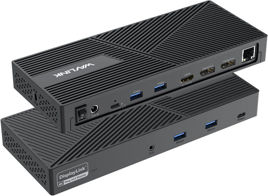 WAVLINK Docking Station 3 Monitors, 12-in-1 DisplayLink Docking Station with 100W PD Charging Triple 4K@60Hz HDMI+DP Gigabit Ethernet 5Gbps USB 3.0 Audio for Dell/HP/Lenovo/MacBook Neo