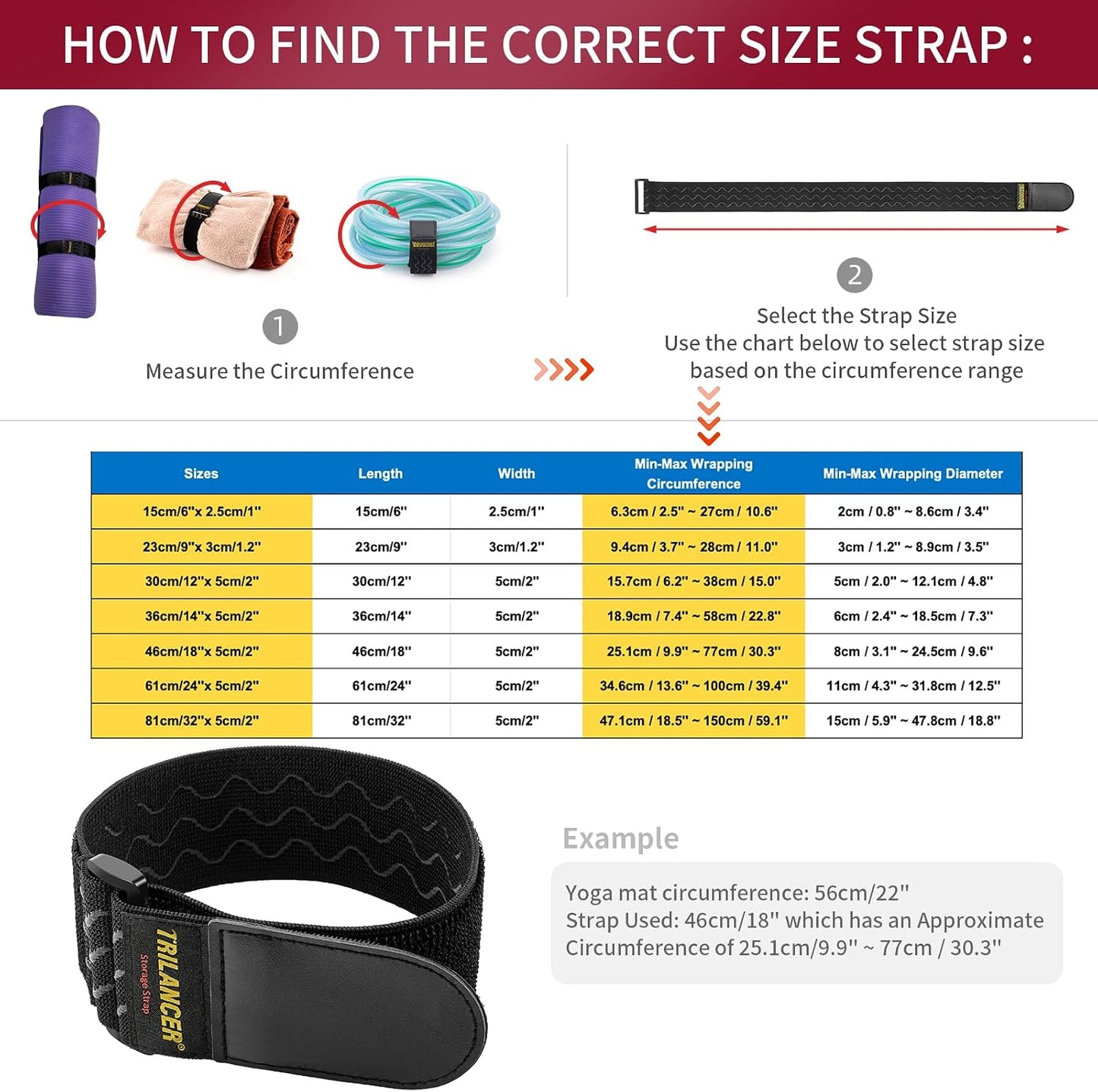 Trilancer Elastic Cinch Straps with Anti-Slip Strips, 2" x 18"(8 Pack) Hook and Loop Storage Strap with Buckle, Bundling Straps for Extension Cords, Cables, Ropes, Hoses, Bike, Boat, Pant Garters