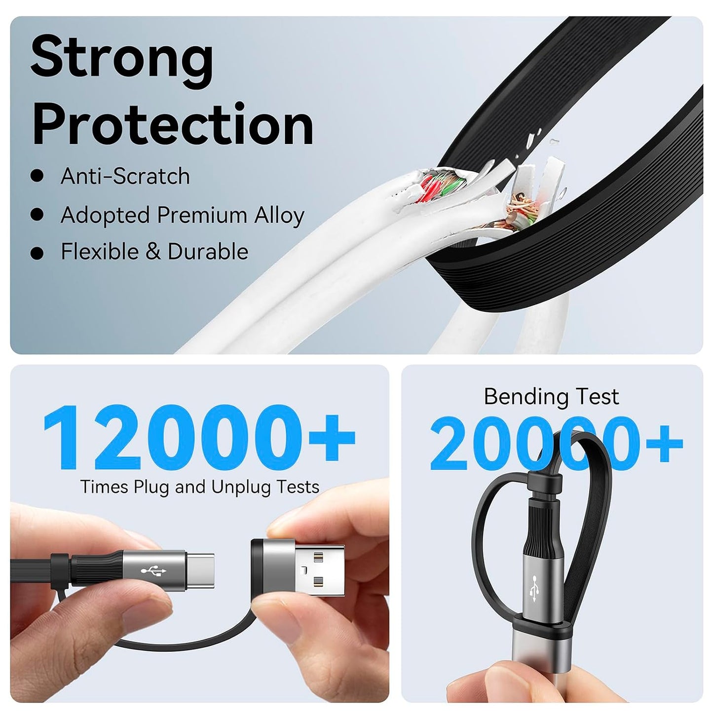 4 in 2 Multi Charging Cable 4A,Retractable USBA/C Universal Charger Cords | Multiple Charging Cord, USBA/C to Type C/L/Micro USB Ports Universal Car Charger for iPhone 17-8/Samsung/Tablets/PS-2Pack 4Ft