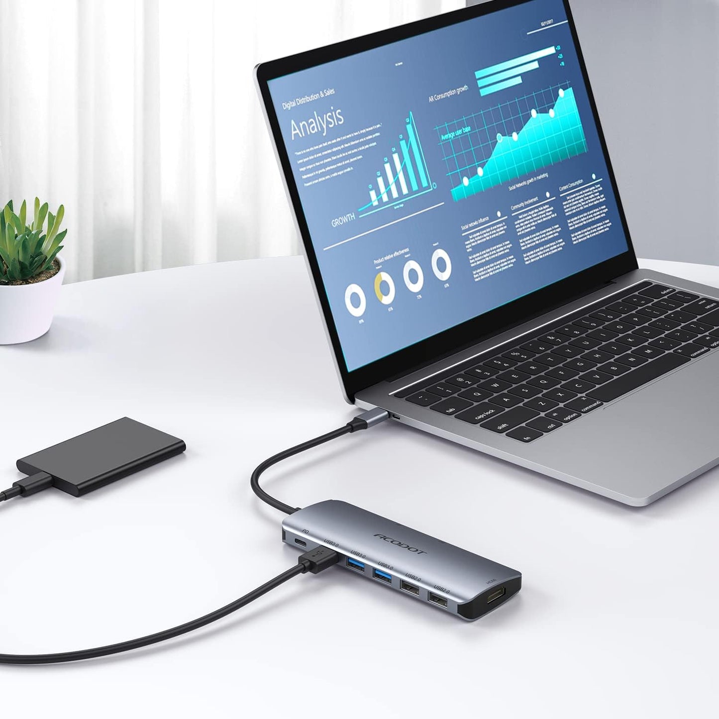 USB C Hub Docking Station, 9-in-1 Multi-Port USB Adapter, 4K@60Hz HDMI, 100W Max PD, 3 USB3.0(5Gbps) + 2 USB2.0 Data Ports, SD/TF Card Reader for MacBook, iPad Pro, Dell, HP, Lenovo, Windows Laptop