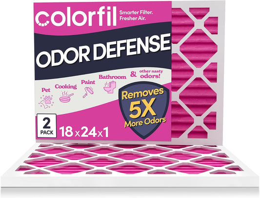Colorfil 18x24x1 Air Filter (2-Pack) | Made in the USA | Color Changing | Remove Cat and Dog Odor | MERV 8 for Pet Hair Dander and Dust | 17.5"x23.5"x0.75" Exact Size