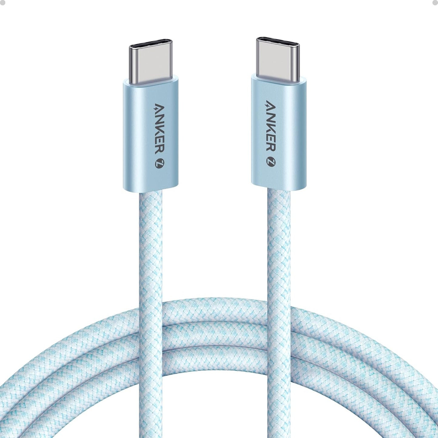 Anker Zolo USB C to USB C Cable, 240W Fast Charging Cable (6 ft, White) | Braided and Dirt-Free, Slim Connector, for iPhone 17 Series, MacBook, and More