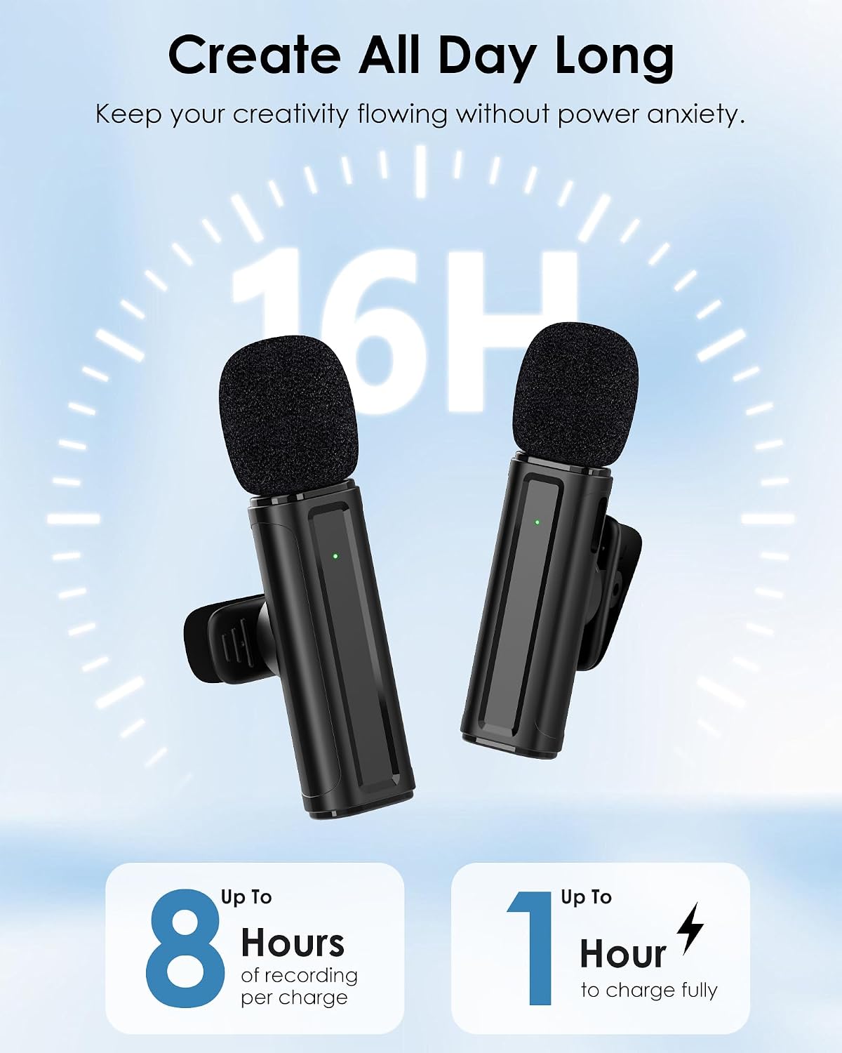 Wireless Mini Microphone for iPhone, iPad, Android, 2 Pack Lavalier Mic with 360° Rotatable Clip, Plug and Play Noise Reduction USB-C Mic for Video Recording YouTube TikTok Podcast Content Creators