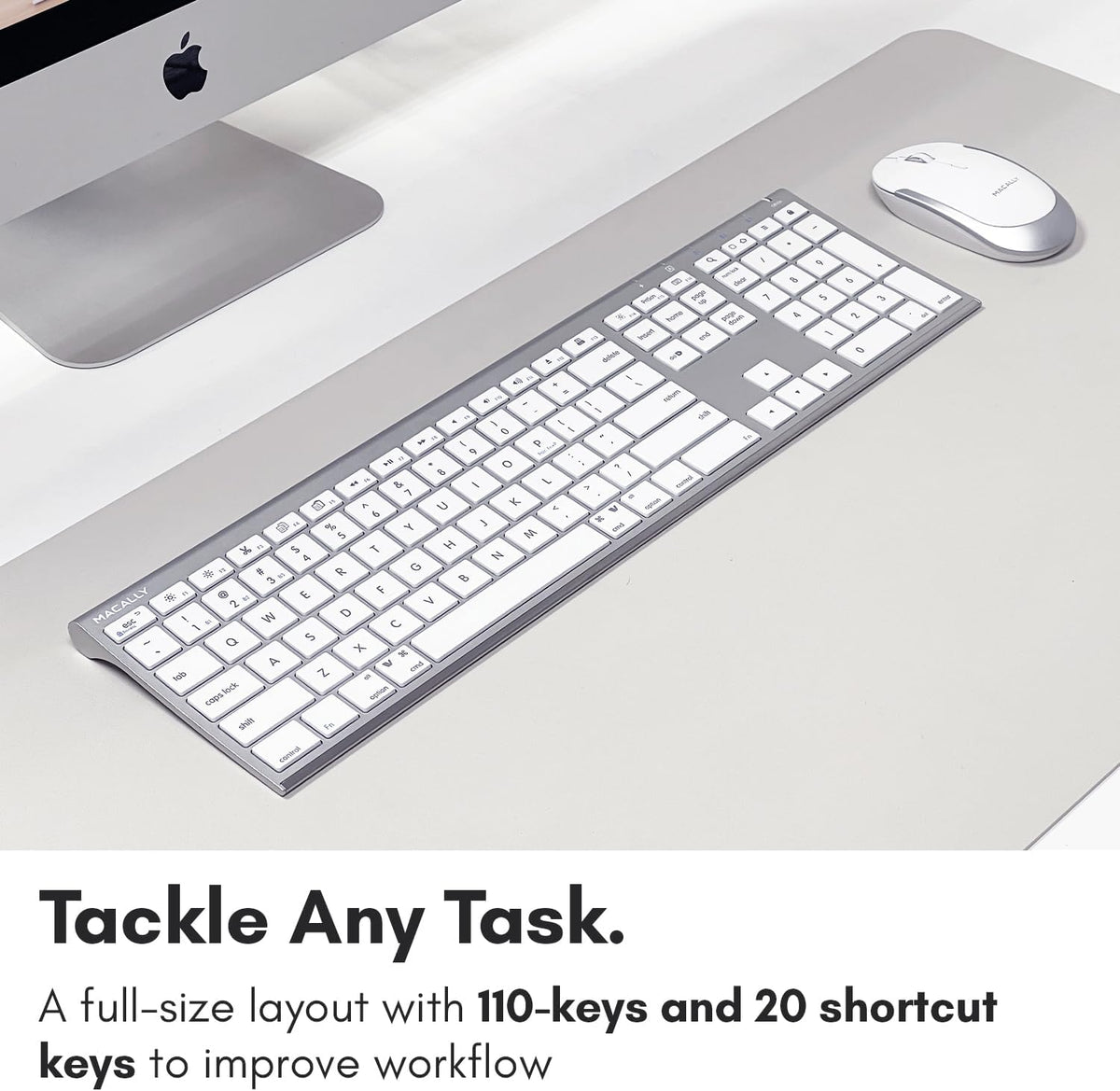 Macally Premium Bluetooth Keyboard and Mouse for Mac | Compatible Wireless Apple Keyboard and Mouse Combo (110 Keys Multi-Device Rechargeable) for MacBook Pro/Air and iMac